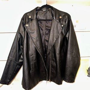 Black faux leather jacket from Shein